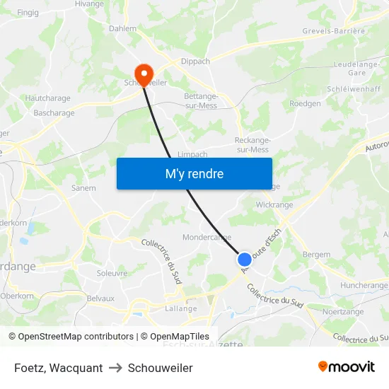 Foetz, Wacquant to Schouweiler map