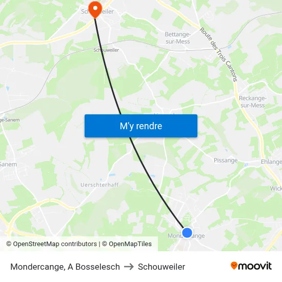 Mondercange, A Bosselesch to Schouweiler map
