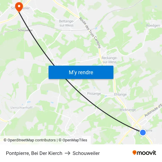 Pontpierre, Bei Der Kierch to Schouweiler map