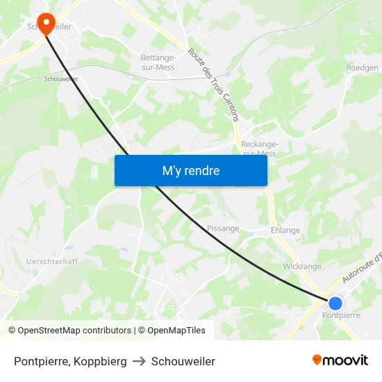 Pontpierre, Koppbierg to Schouweiler map