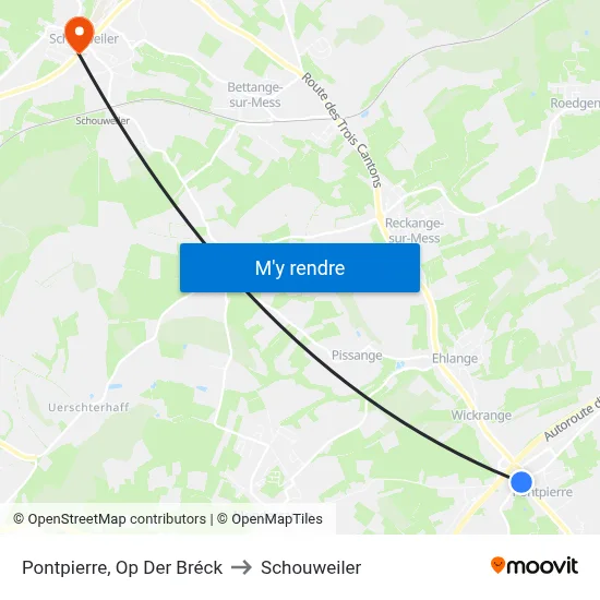 Pontpierre, Op Der Bréck to Schouweiler map