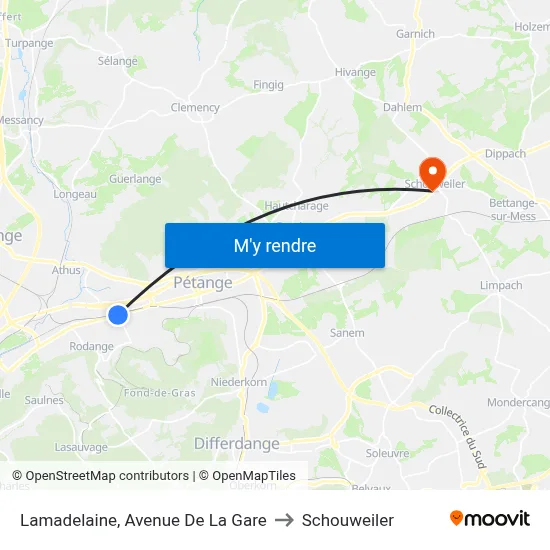 Lamadelaine, Avenue De La Gare to Schouweiler map