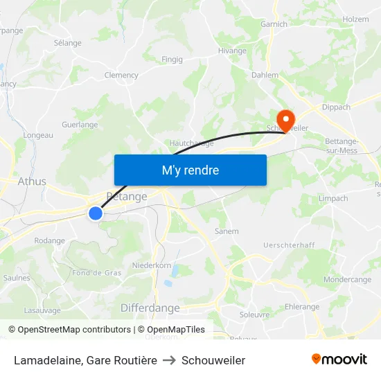 Lamadelaine, Gare Routière to Schouweiler map