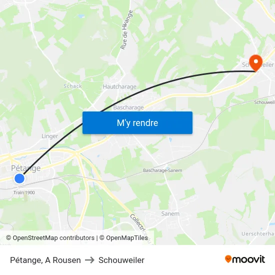 Pétange, A Rousen to Schouweiler map