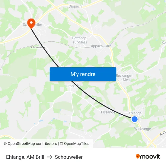 Ehlange, AM Brill to Schouweiler map