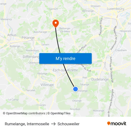 Rumelange, Intermoselle to Schouweiler map