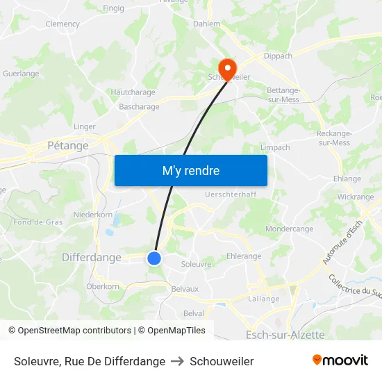 Soleuvre, Rue De Differdange to Schouweiler map