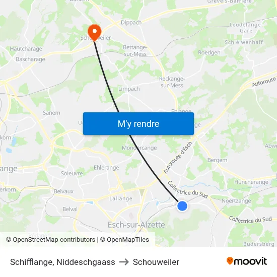 Schifflange, Niddeschgaass to Schouweiler map
