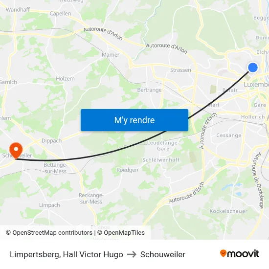 Limpertsberg, Hall Victor Hugo to Schouweiler map