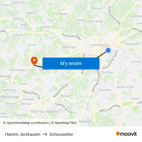 Hamm, Ierzkaulen to Schouweiler map