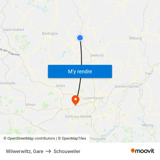 Wilwerwiltz, Gare to Schouweiler map