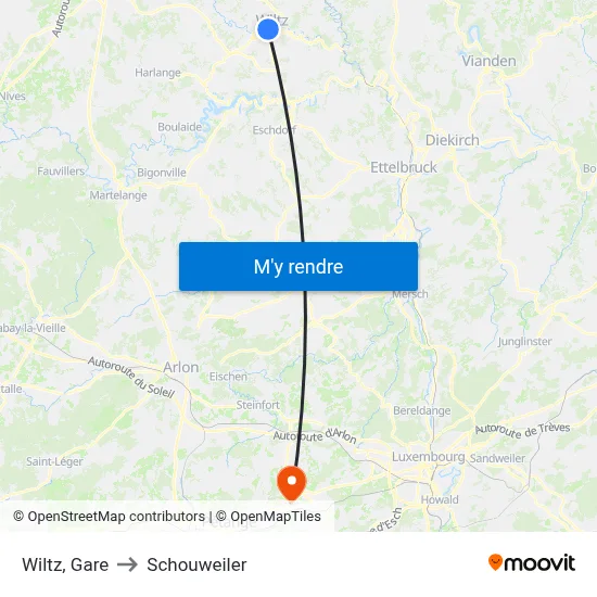 Wiltz, Gare to Schouweiler map