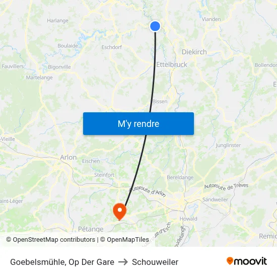 Goebelsmühle, Op Der Gare to Schouweiler map