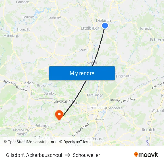 Gilsdorf, Ackerbauschoul to Schouweiler map