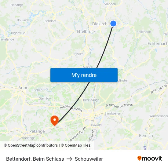 Bettendorf, Beim Schlass to Schouweiler map