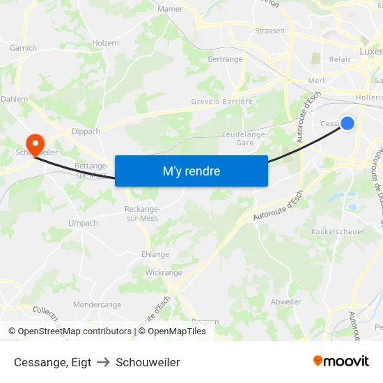 Cessange, Eigt to Schouweiler map