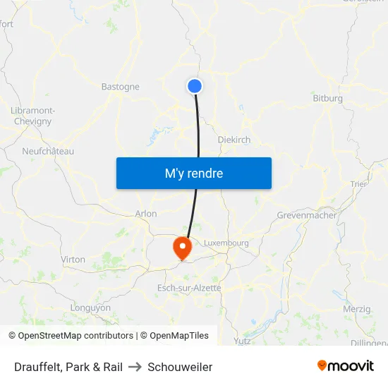 Drauffelt, Park & Rail to Schouweiler map