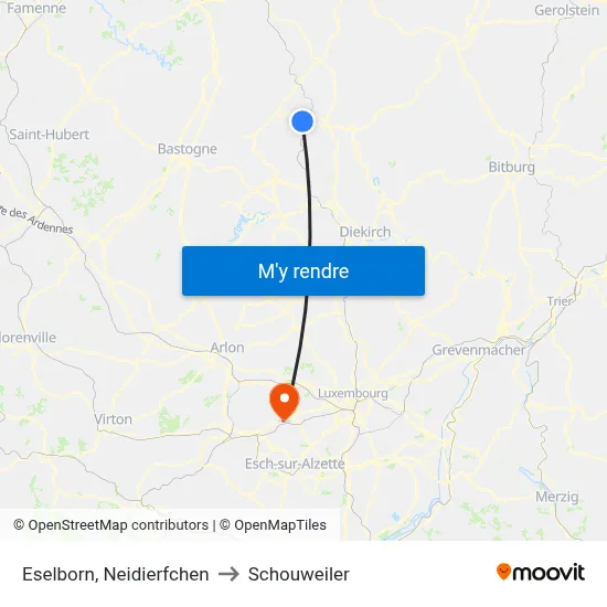 Eselborn, Neidierfchen to Schouweiler map