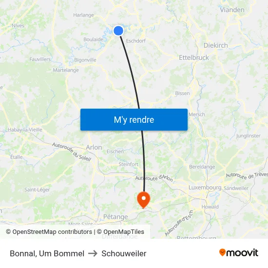 Bonnal, Um Bommel to Schouweiler map