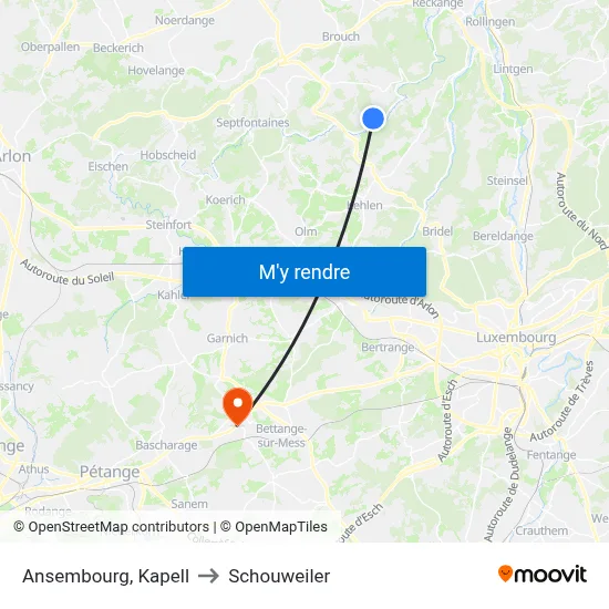 Ansembourg, Kapell to Schouweiler map