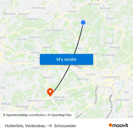 Hollenfels, Veräinsbau to Schouweiler map