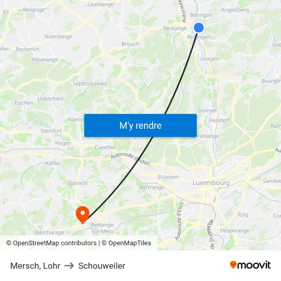 Mersch, Lohr to Schouweiler map