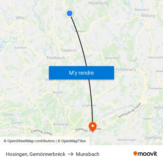 Hosingen, Gemönnerbréck to Munsbach map