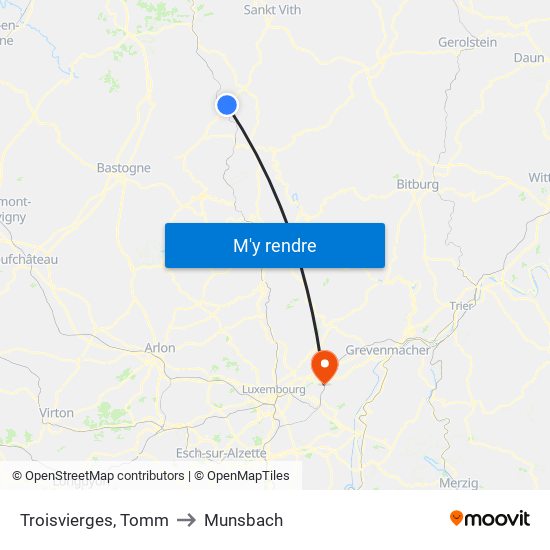 Troisvierges, Tomm to Munsbach map