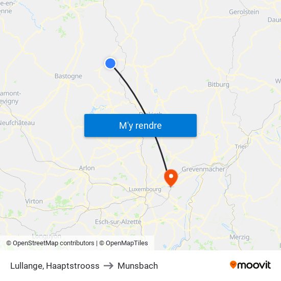 Lullange, Haaptstrooss to Munsbach map