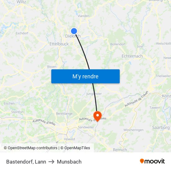 Bastendorf, Lann to Munsbach map