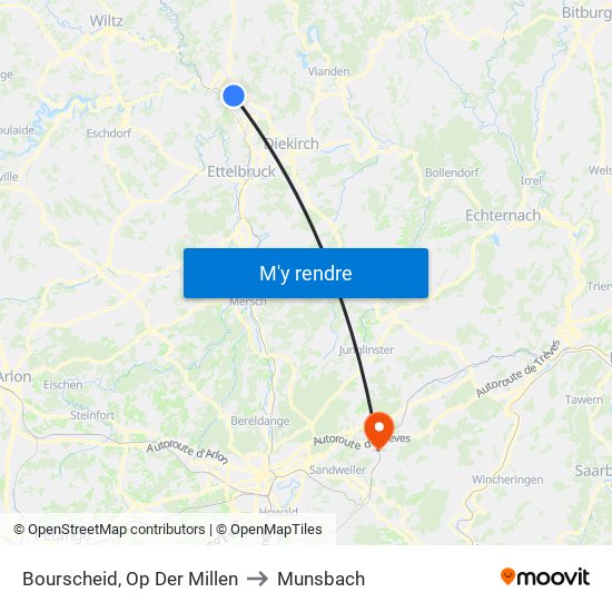 Bourscheid, Op Der Millen to Munsbach map