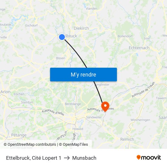 Ettelbruck, Cité Lopert 1 to Munsbach map