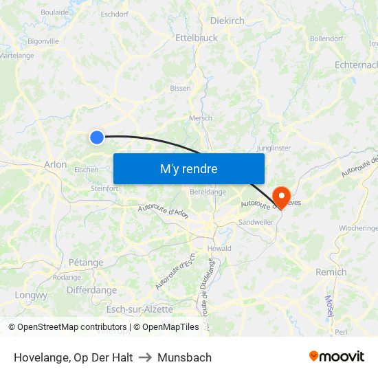 Hovelange, Op Der Halt to Munsbach map