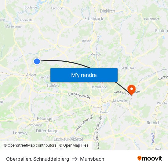 Oberpallen, Schnuddelbierg to Munsbach map