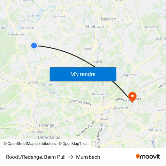 Roodt/Redange, Beim Pull to Munsbach map