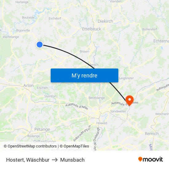 Hostert, Wäschbur to Munsbach map