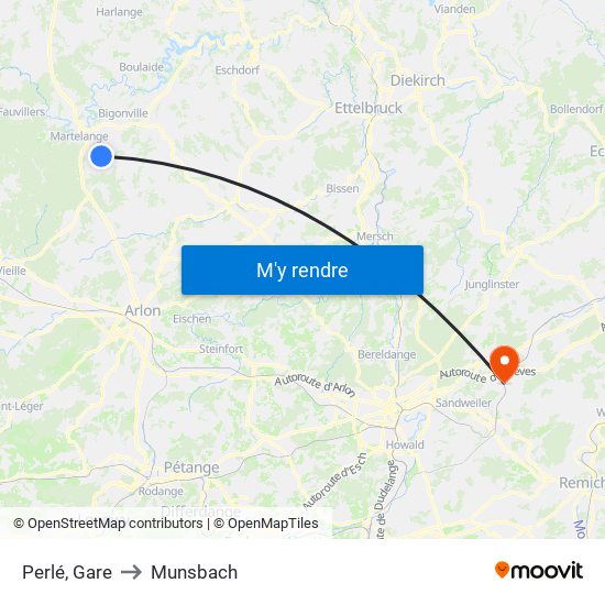 Perlé, Gare to Munsbach map