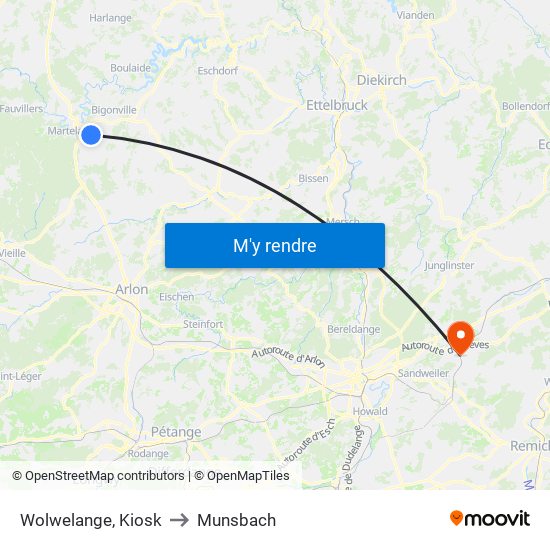 Wolwelange, Kiosk to Munsbach map