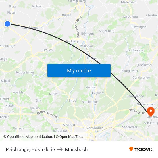 Reichlange, Hostellerie to Munsbach map