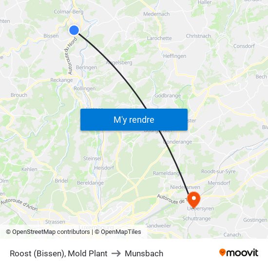 Roost (Bissen), Mold Plant to Munsbach map