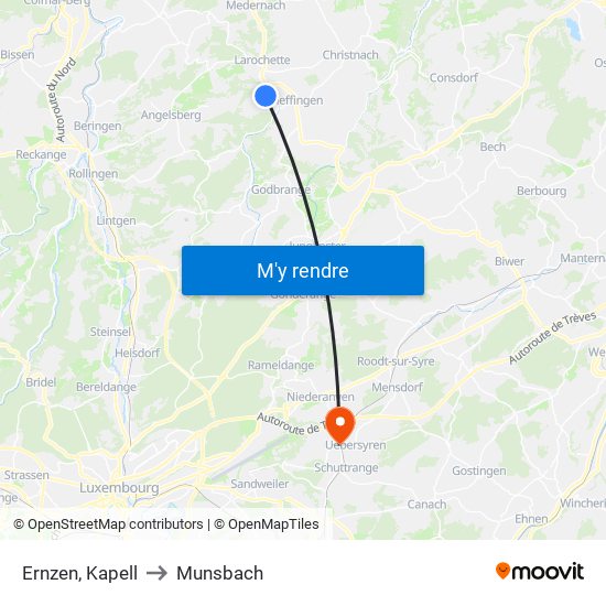 Ernzen, Kapell to Munsbach map