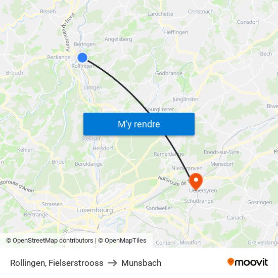 Rollingen, Fielserstrooss to Munsbach map