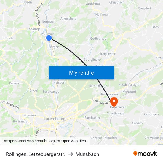 Rollingen, Lëtzebuergerstr. to Munsbach map