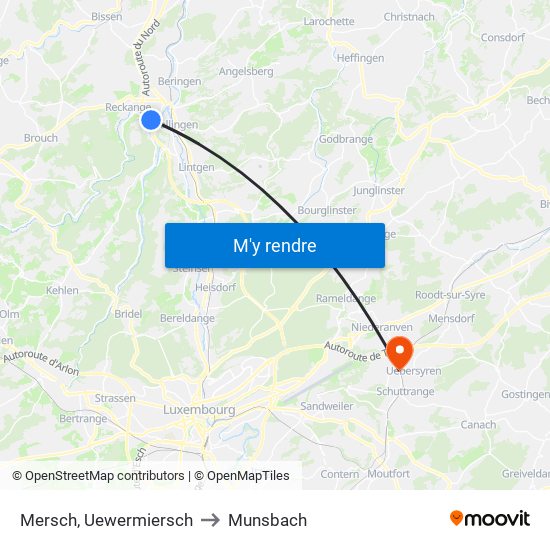 Mersch, Uewermiersch to Munsbach map
