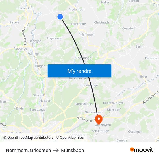 Nommern, Griechten to Munsbach map