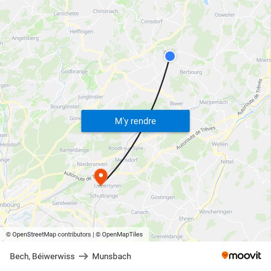 Bech, Béiwerwiss to Munsbach map