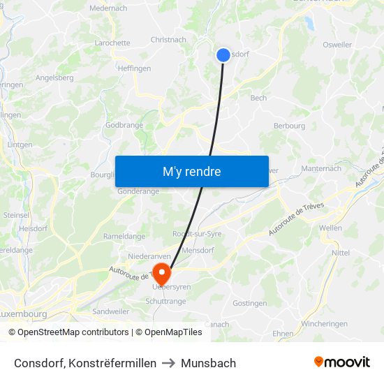 Consdorf, Konstrëfermillen to Munsbach map