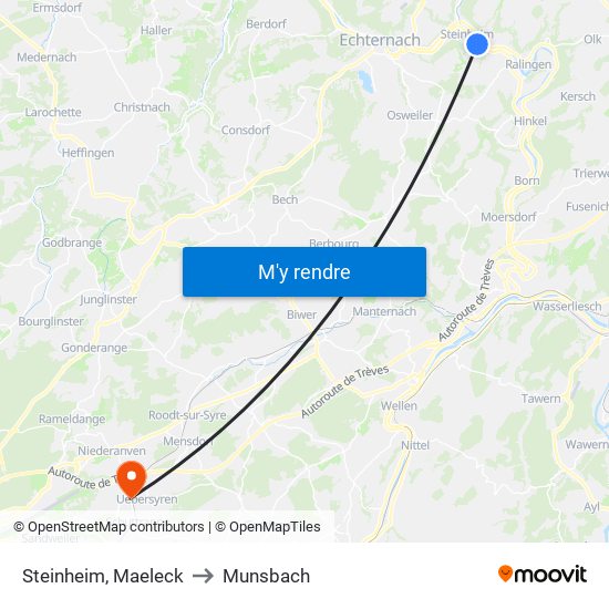 Steinheim, Maeleck to Munsbach map