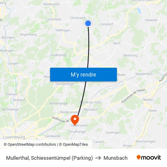 Mullerthal, Schiessentümpel (Parking) to Munsbach map