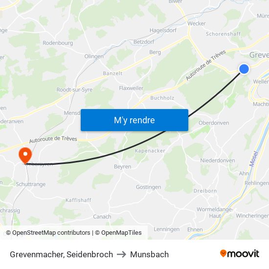 Grevenmacher, Seidenbroch to Munsbach map